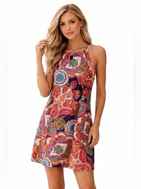 Jude Connally “Lisa” halter minidress. Paisley print. Size L
#colorful #preppy
